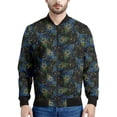 thumbnail image 3 of Chaqueta con cremallera y estampado de plumas de pavo real para hombre, moda floral 3D, mangas largas, informal, holgada, chaqueta, abrigo, ropa de calle, 3 of 5