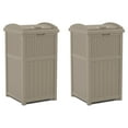 thumbnail image 1 of Suncast Wicker Plastic Hideaway Trash Can w/Lid, Dark Taupe (2 Pack), 1 of 6
