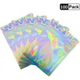 thumbnail image 5 of 100 Pack Smell Proof Bags 3.3x5.1 Inches, Resealable Mylar Bags Food Safe Material ZipLock Food Storage Foil Pouch Bag, Holographic Rainbow Color (3.3 x 5.1 Inch)…, 5 of 5