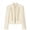 Beige, variant on Women's Military Style Cropped Jacket, Embroidered Button Long Sleeve Outer Top, Fall Open Front Casual Outwear Coat for Party and Special Occasions, Sizes XS-L
