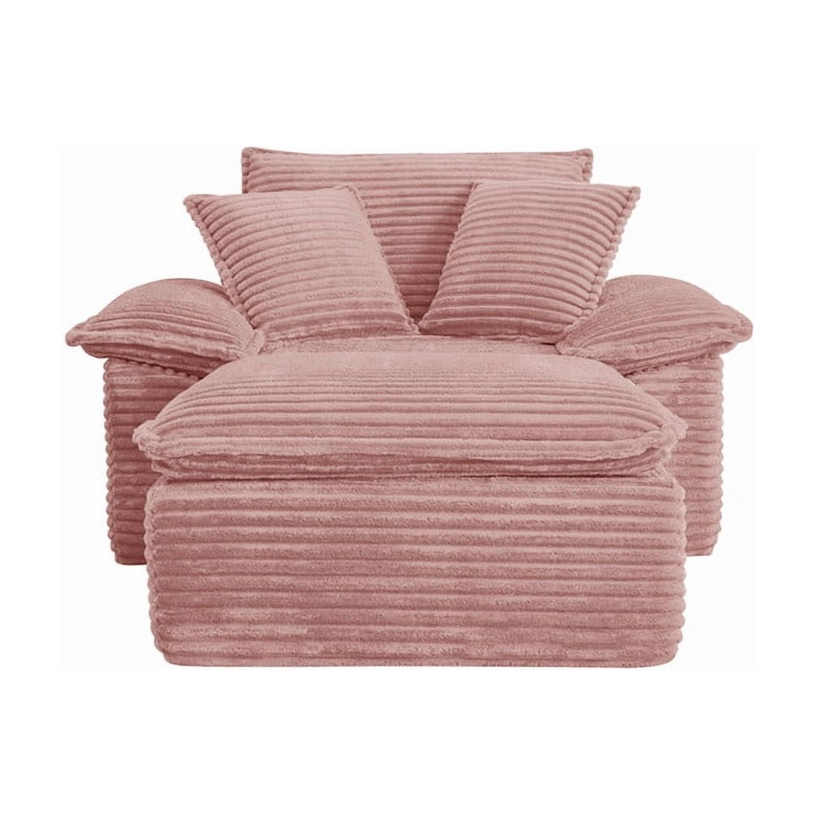 Oversized Single Sofa Chair with Movable 2-Layer Ottoman Set, Chaise Lounge Lazy Sofa, Modular Accent Floor Sofa