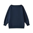thumbnail image 4 of off The Shoulder Sweatshirt, Yigetop Women's Fashion Solid Color Sweatshirt Casual Long Sleeve Oversized Fall Pullover Sweatshirts Over The Shoulder Sweater Navy M, 4 of 4