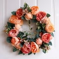 thumbnail image 2 of Natural Garland Front Door Wreaths, Artificial Flower Greenery Hanging Wreath for Home Party indoor and outdoor window and wall Wedding Decoration Champagne Orange, 2 of 4