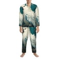 thumbnail image 3 of Fotbe Tropical Parrot Floral Artwork Pijama de Hombre con Estampado de Manga Larga, Conjunto de 2 Piezas, Ropa de Dormir Suave y Cómoda con Bolsillos-Small, 3 of 7