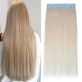 thumbnail image 2 of SEGO 20pcs Human Hair Extensions Tape in Balayage Chocolate Brown Natural Hair Extensions Tape in Real Hair Straight 12-24 inch, 2 of 8