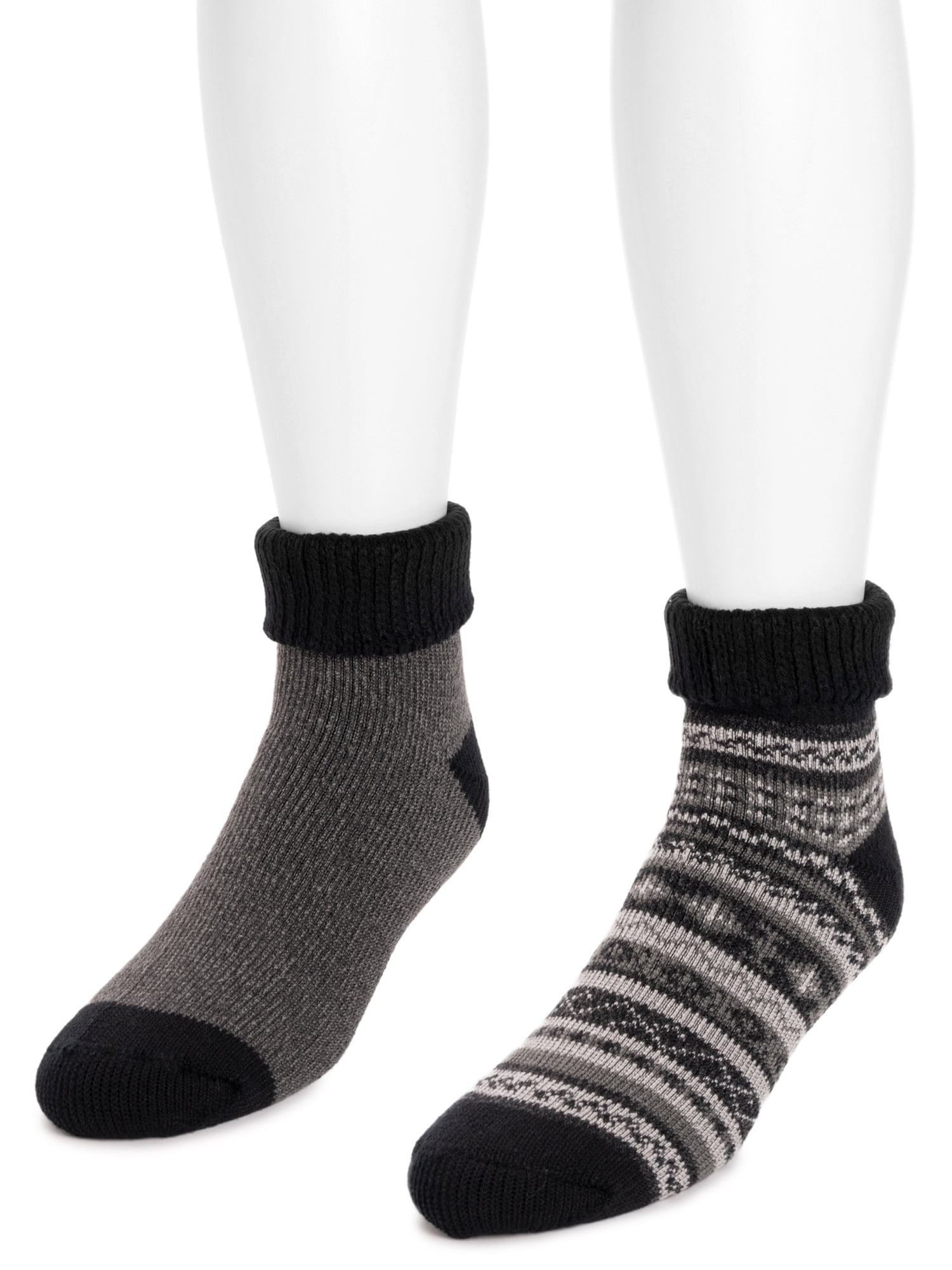 MUK LUKS Men's Short Heat Retaining Thermal Socks, 2 Pairs, One Size