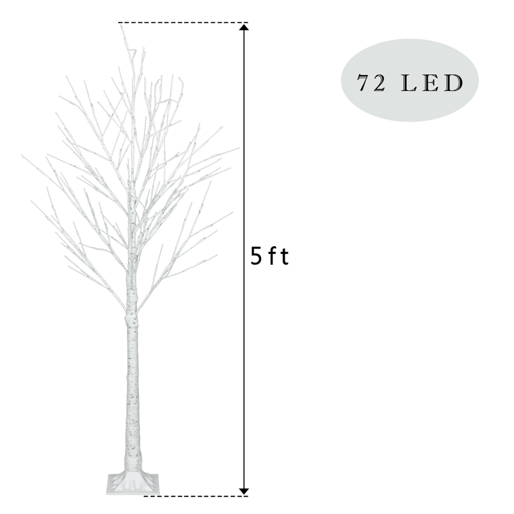 Kepooman 5FT Lighted Birch Tree with 72 LED Lights, Pre-Lit Artificial Snowflake Christmas Tree with Stand for Home Wedding Party Decoration Kepooman 5FT Lighted Birch Tree with 72 LED Lights, Pre-Lit Artificial Snowflake Christmas Tree with Stand for Home Wedding Party Decoration