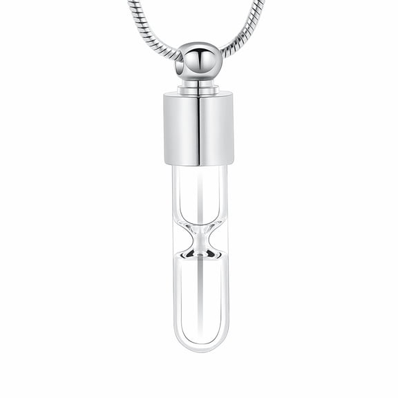 Clear Glass Hourglass Tube Cremation Urn Jewelry Ashes Holder Necklace Keepsake Memorial Pendant Including Box/Fill Kits