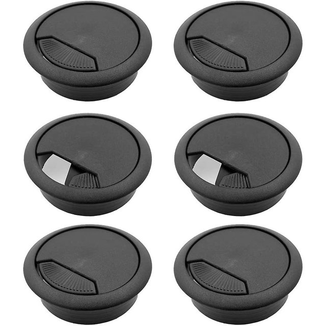 6 pièces 2 pouces en plastique cordon de bureau câble trou couverture oeillet ordinateur câble trou couverture bouchon bouchon noir