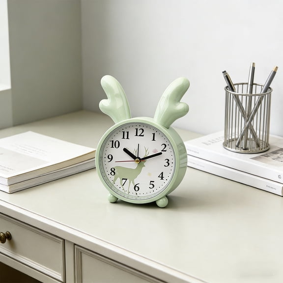 AuroraX Small Bedroom Alarm Clock Mini Alarm Clock Snooze Function Battery Operated Silent Mode Clear Display Bedside Alarm Clock Green