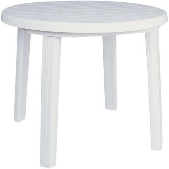 Ronda 36" Round Resin Patio Dining Table in White, Commercial Grade
