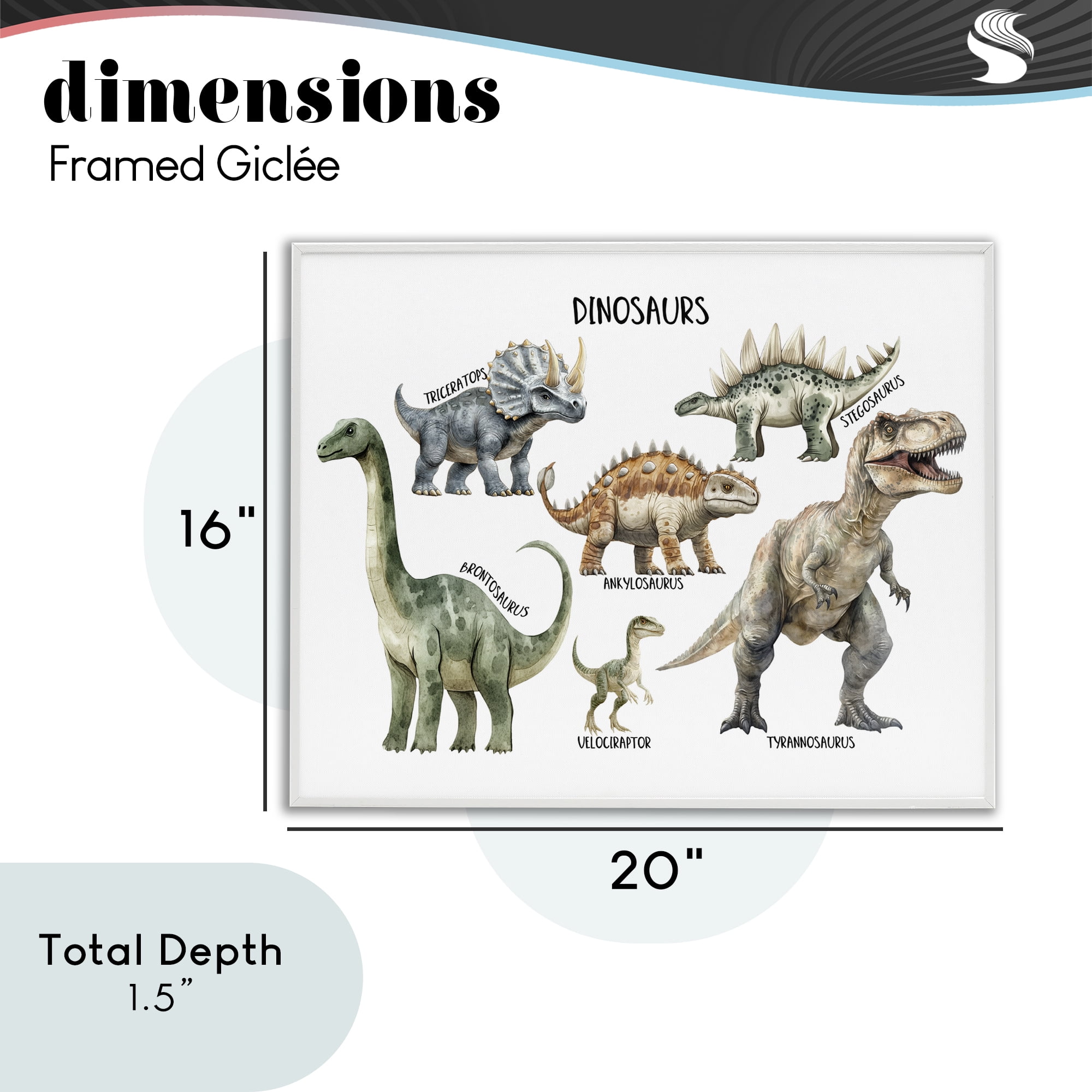 Stupell Industries Meet The Dinosaurs White Framed Giclee Art, design by Christine Simpson Art