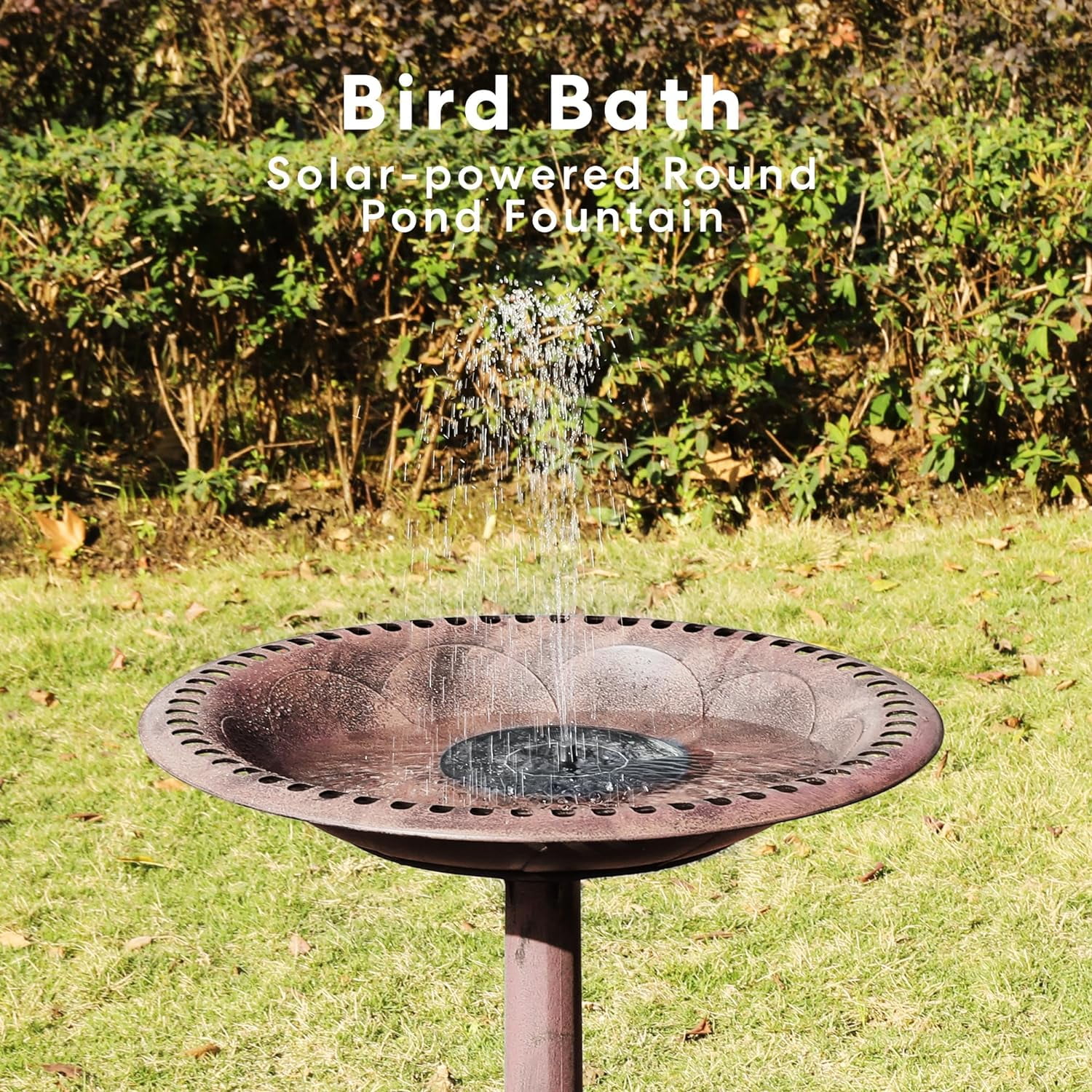 SPECSTAR Bird Bath, Polyresin Antique Outdoor Bronze Garden Birdbath and Solar Powered Round Pond Fountain Combo Set
