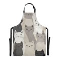 thumbnail image 6 of Yayeee Chief Kitchen Apron with Pockets for Cooking Water Resistant Unisex Adjustable Neck Strap, Beige Cute Cats, 6 of 7