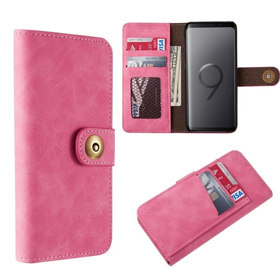 GSA Luxury Leather Lite Series Flip Wallet Case For Samsung Galaxy S9 - Pink