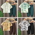 thumbnail image 4 of Mercatoo Toddler Boys New Chinese Disc Buckle Tang Suit Child Short Sleeve Tops Pants Outfits Kids Summer Casual Clothes Set, 4 of 7