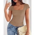 thumbnail image 3 of BTFBM Women Short Sleeve Tops Square Neck Ribbed Knit Basic Tee Shirt Y2K Casual Summer Clothes Spring Outfits, 3 of 8