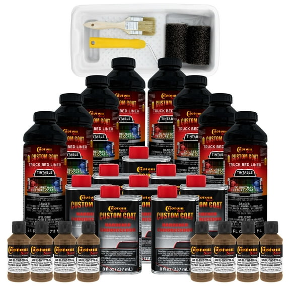 Custom Coat 33105 Field Drab Brown T78 Urethane Roll-On, Brush-On or Spray-On Truck Bed Liner, 2 Gallon Kit with Roller Applicator Kit