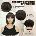 thumbnail image 3 of Phocas Short Brown Bob Wig for Women, Brown Bob Wig with Bangs Short Straight Natural Hair 10inch, 3 of 8