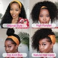 thumbnail image 4 of AONKIA Headband Wig Curly Headband Wigs for Women Water Wave Headband Wigs 180% Density Human Hair Glueless Half Wigs with Headbands Attached (26 Inch,1B), 4 of 7
