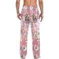 thumbnail image 2 of Watercolor Floral Pink Ghost Pajama Pants, Men's Lounge Pants Light with Drawstring and Pockets, Christmas New Year Birthday Father's Day Gifts, Medium, 2 of 7