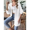 thumbnail image 5 of Women Knit Long Cardigan Long Sleeve Open Front Oversized Sweater Coat White L, 5 of 6