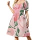 thumbnail image 2 of Vestido de manga corta con acuarela de peonías rosas sobre rubor Ropa de mujer Vestido, 2 of 7
