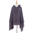 thumbnail image 1 of Châle Cape à Capuche à Carreaux pour Femmes, Couverture Poncho, Chandail à Capuchon, Châle Cape avec Pompons, 1 of 5