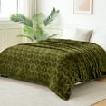 thumbnail image 2 of Exclusivo Mezcla King Size Fleece Blanket for Bed, Leaves Pattern Super Soft and Cozy Blankets, Plush Fuzzy Lightweight, Olive Green, 90"x104", 2 of 6
