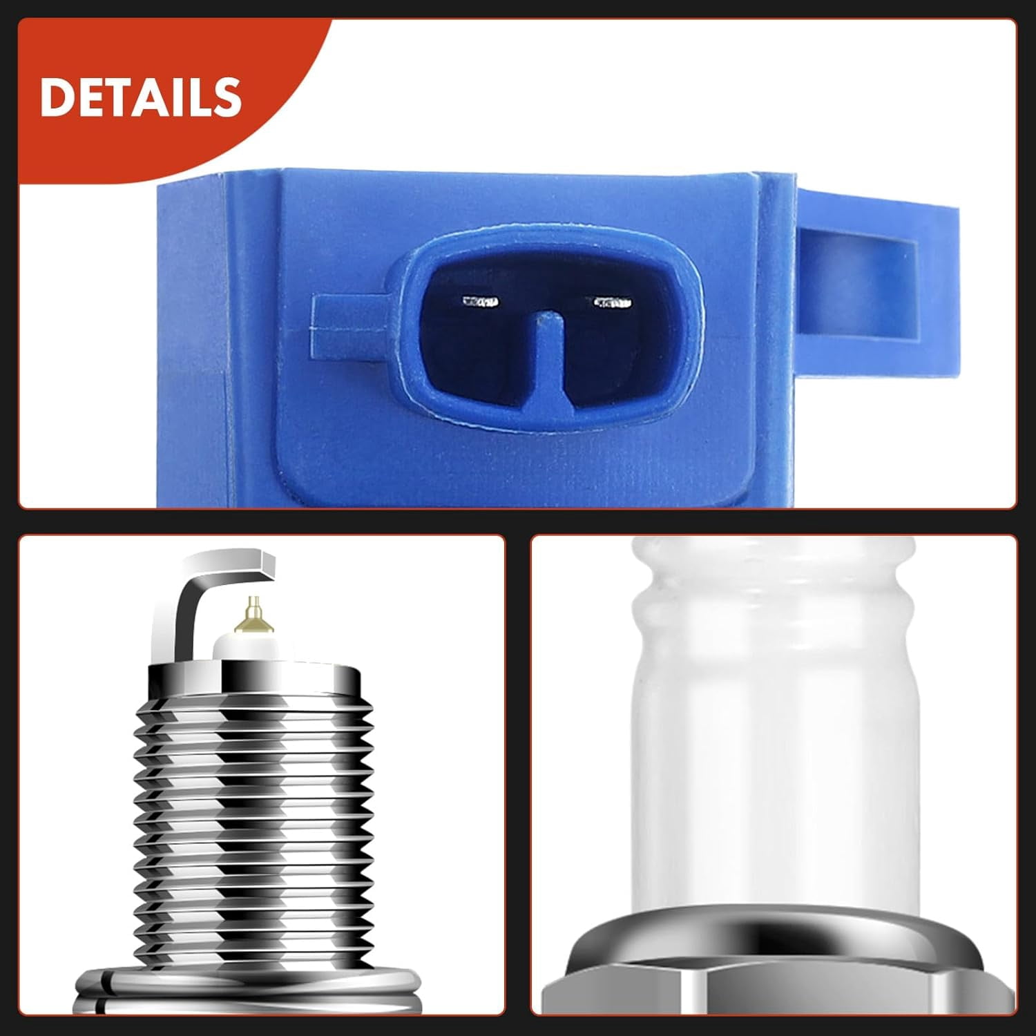 A-Premium Set of 4 (Blue) Ignition Coil Pack and Iridium Spark Plugs Compatible with Hyundai Accent 2006-2011 & Kia Rio Rio5 2006-2011, 1.4L 1.6L