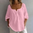 thumbnail image 2 of Lopecy-Sta Tops for Women 3/4 Sleeve Square Neck Button Detail Casual Top For Spring And Summer Wear, 2 of 6