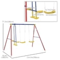 thumbnail image 3 of Outsunny Kids Swing Set with 2 Seats Glider A-Frame Metal Stand Adjustable Hanging Rope for Backyard Playground Outdoor Playset, 3 of 10