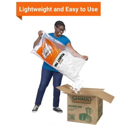 U-Haul Biodegradable Packing Peanuts for Moving, Packing, Storing, and Shipping - 1.5 cu ft Per Bag