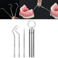 thumbnail image 3 of HLONK 3 Pcs Stainless-Steel Toothpicks Reusable Floss Tooth Picks Scraper Dental Tools for Teeth Cleaning Steel Dental Pick Kit, 3 of 9