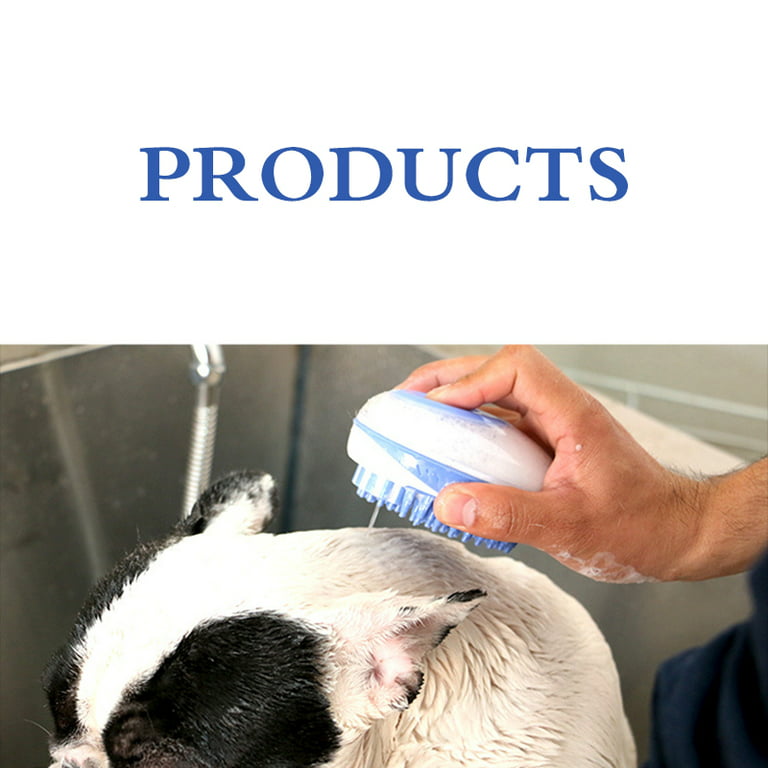 Pet Bath Spa Brush Multifunction Dog Cat Soft Head Massage Brush with Shampoo Dispenser Dog Hair Washing Comb Body Shower Brush, Size: 11.5, Blue