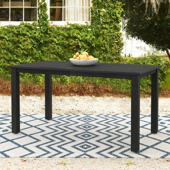 Dycanpo 6-Person Outdoor Dining Table, Weather-Resistant Rectangle Patio Table, 60x32x30in, Black