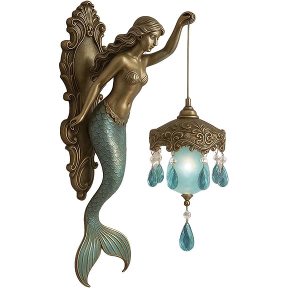 Mermaid Art Wall Lamp,Exquisite Retro Wall Lamp With Frosted Glass Lampshade,Bedside Night Light,Easy To Install, Used For Bedroom Home Decoration.