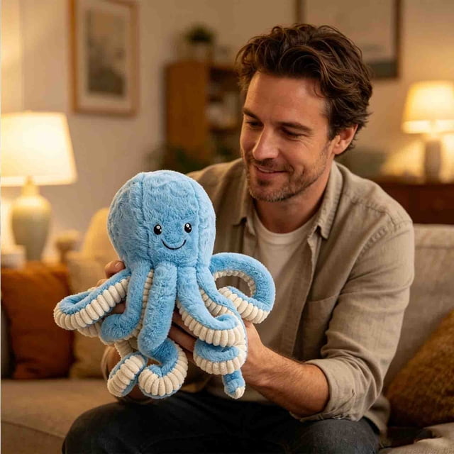 EQWLJWE Plush Toys Stuffed Animals,Adorable Fluffy Plush Stuffed Animal,Colorful Toy Armed Jellyfish Soft Stuffed Baby Soft Doll Gift
