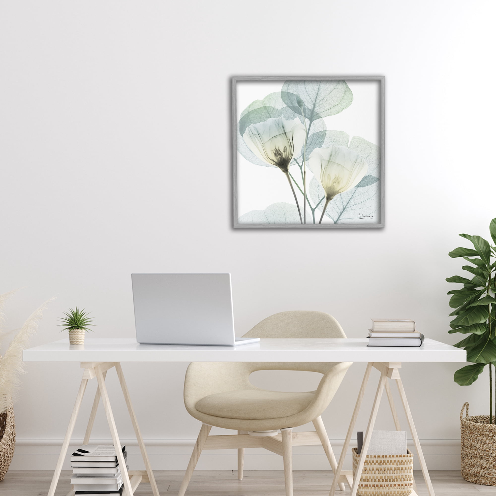 Stupell Industries Divine Fate Flower Leaves Gray Framed Giclee Art, design by Albert Koetsier