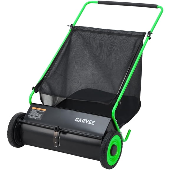 Push Lawn Sweeper, 26 in Leaf & Grass Collector with 7 cu. ft. Hopper Bag, Heavy Duty Yard Sweeper with Clear Dust Cover & Large Collection Bag for Lawn Yard Cleanup