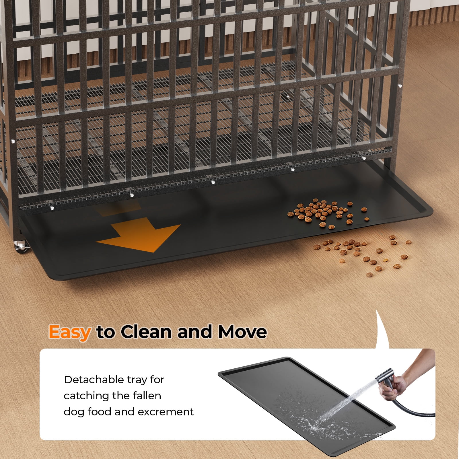 Ironovahome 38" Heavy Duty Dog Crate for Small Dogs, Indestructible Chew-Proof Escape-Proof Steel Dog Cage, Small Dog Kennel with Locking Wheels & Removable Tray for Indoor Use