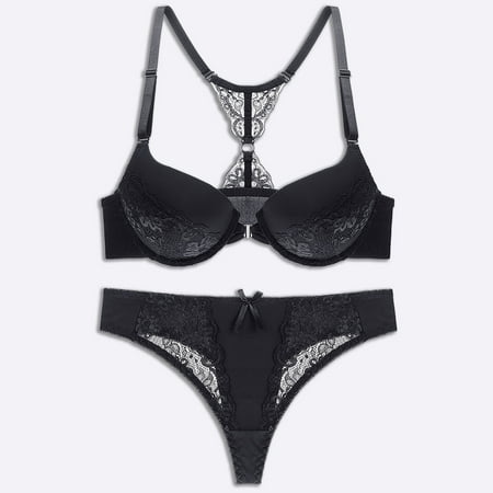 

SELONE Lingerie Pajamas for Women Lace Button Up Fashion With Steel Rings Print Underwear Ladies Lntimates Set Lingerie Sets Nightgowns for Valentines Day Anniversary Wedding Honeymoon Black L