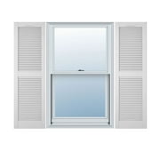 12 in. W x 48 in. H Builders Edge, Standard Cathedral Top Center Mullion, Open Louver Shutters, Includes Matching Installation Spikes, 001 - White