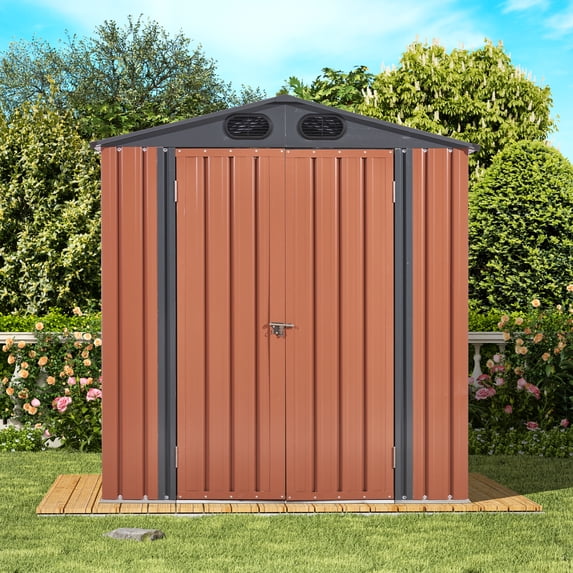 Clearance! 6 x 4 FT Storage Shed, Outdoor Galvanized Steel Shed, Outside Garden Tool Storage House with Lockable Door for Patio, Backyard, Lawn Mower, Black