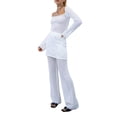 thumbnail image 6 of Coduop Women Square Neck Long Sleeve Dress Knitted Cutout Party Mini Dress for Beach Club, 6 of 9