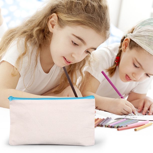 Bolsa de lona con cremallera en blanco Ozmmyan, bolsas de maquillaje CraftCanvas con cremallera de colores, bolsa de cosméticos de lona, bolsas de viaje multiusos, estuche para lápices y bolígrafos,