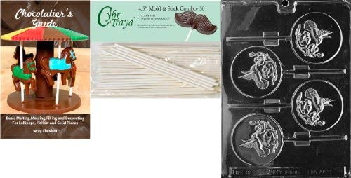 Cybrtrayd 45St50-A018 Hummingbird Lolly Animal Chocolate Candy Mold with 50 4.5-Inch Lollipop Sticks