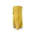 thumbnail image 4 of Unique Bargains Women's Side Zip Low Platform Chunky Heel Ankle Booties Yellow (Size 6), 4 of 8