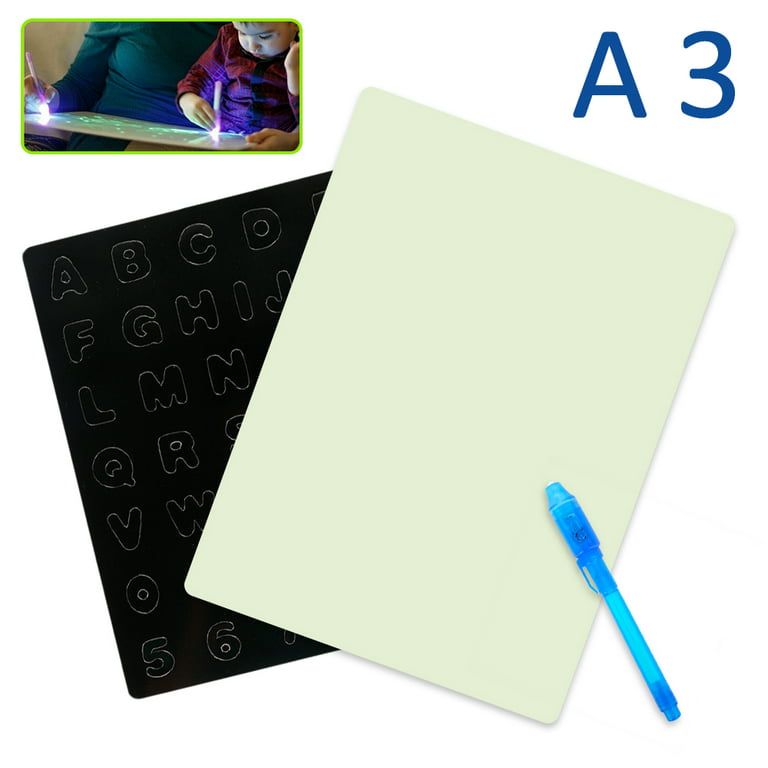 Odomy Children's Fluorescent Drawing Board to Learn Letters and draw-with Light, Size: A3