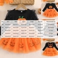 thumbnail image 3 of OJSFQUFP Girls Skirt Halloween Girl Dress Pumpkin Print Long Sleeve Sweet Performance Puff Dress, 3 of 8